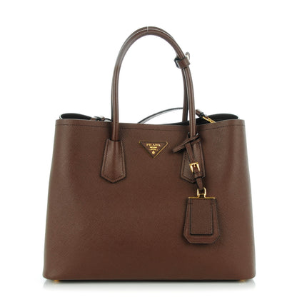Prada Saffiano Cuir Large Double Bag Cacao 1 of 8