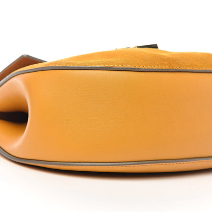 Chloe Suede Smooth Calfskin Drew Shoulder Bag Dark Ochre 10 of 13