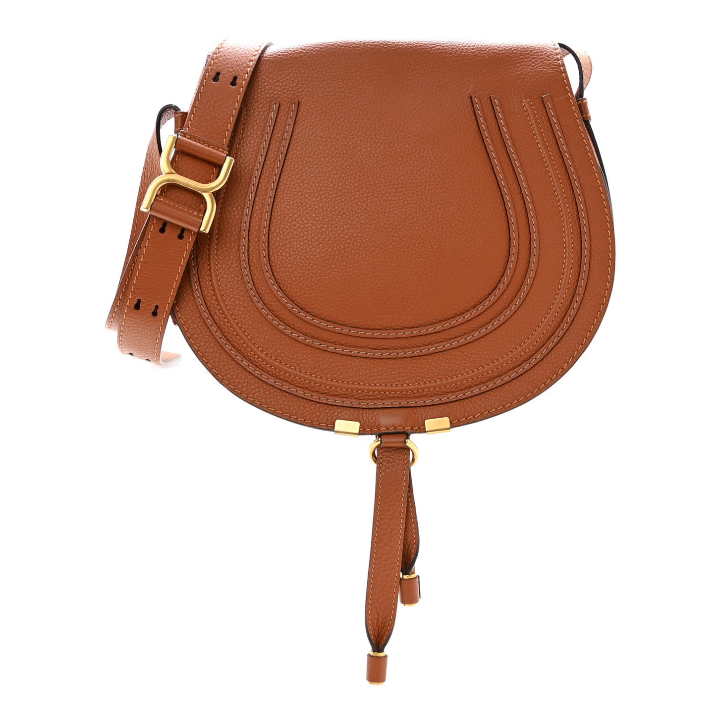 Calfskin Medium Marcie Round Crossbody Bag Tan