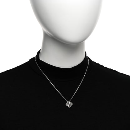 Van Cleef & Arpels 18K White Gold Guilloche Vintage Alhambra Pendant Necklace 2 of 6