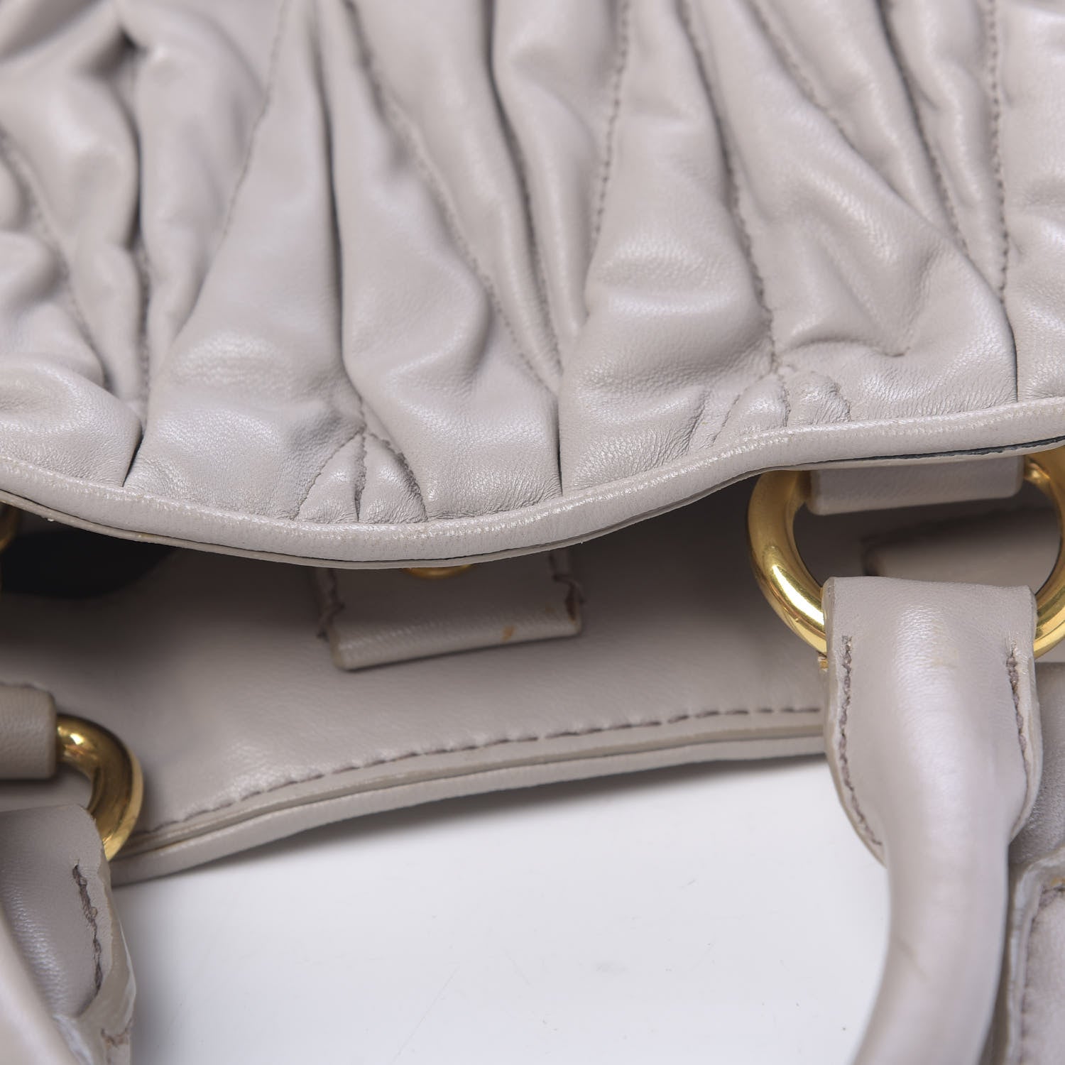 Miu Miu Nappa Matelasse Bauletto Top Handle Bowler Pomice 16 of 24