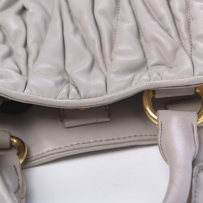 Miu Miu Nappa Matelasse Bauletto Top Handle Bowler Pomice 16 of 24