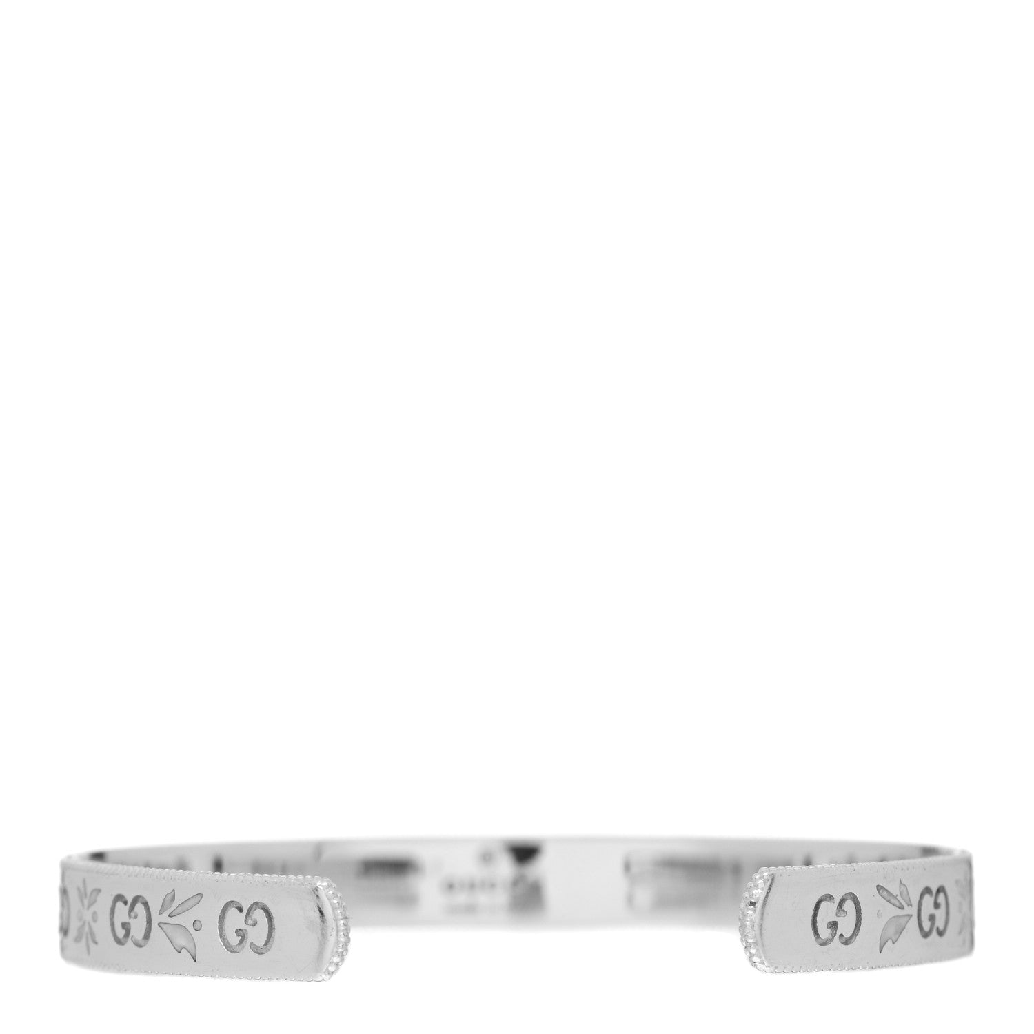 Gucci 18K White Gold Enamel Icon Blooms Cuff Bracelet 2 of 3