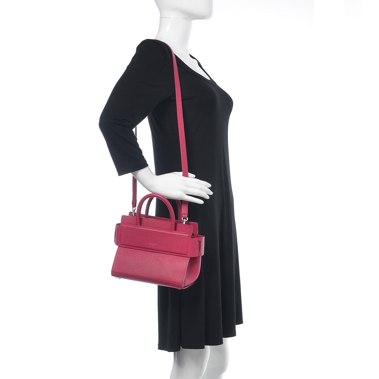 Grained Calfskin Mini Horizon Satchel Fushia