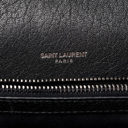 Saint Laurent Sheepskin Matelasse Chevron Monogram Medium College Bag Black 6 of 7
