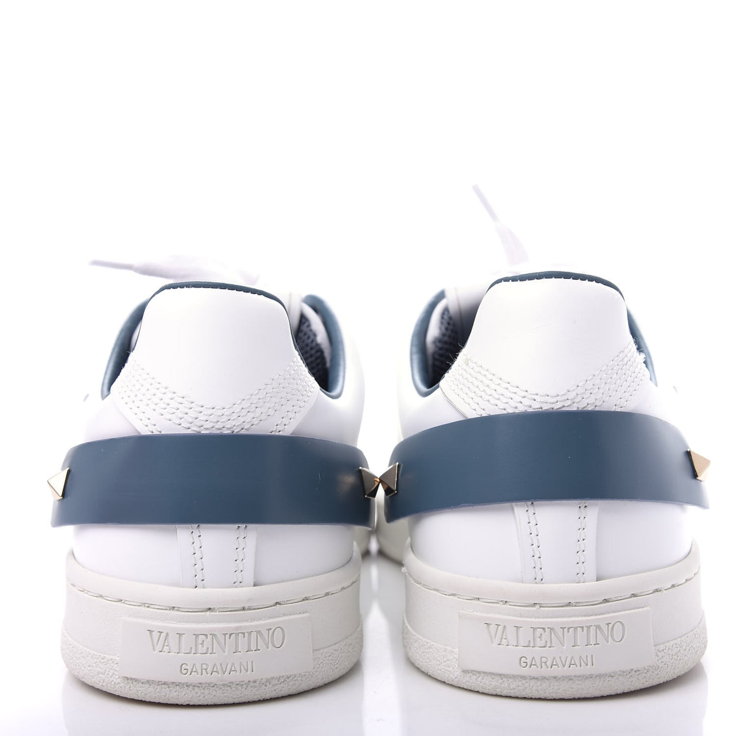 Calfskin Womens Backnet Sneakers 38.5 White Blue