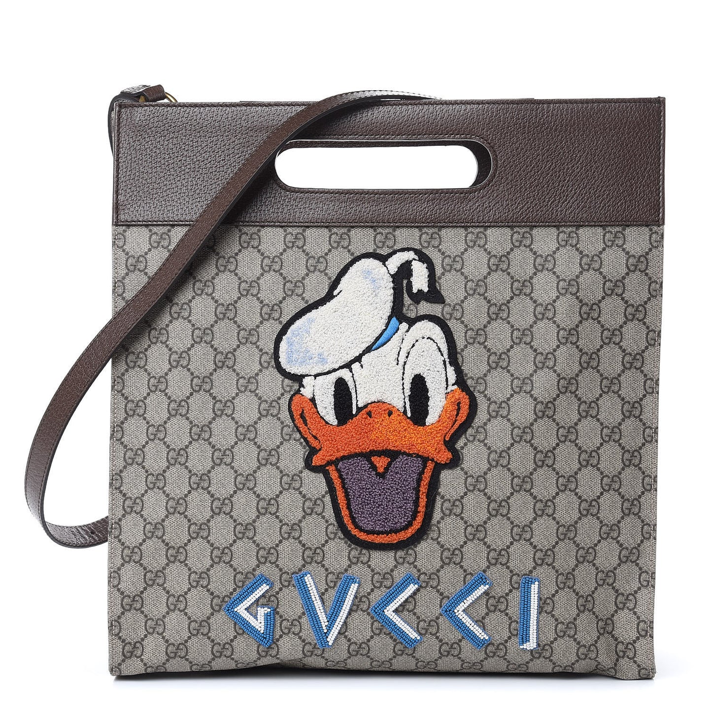 X DISNEY Soft GG Supreme Monogram Donald Duck Slip Handle Vertical Tote Beige New Acero