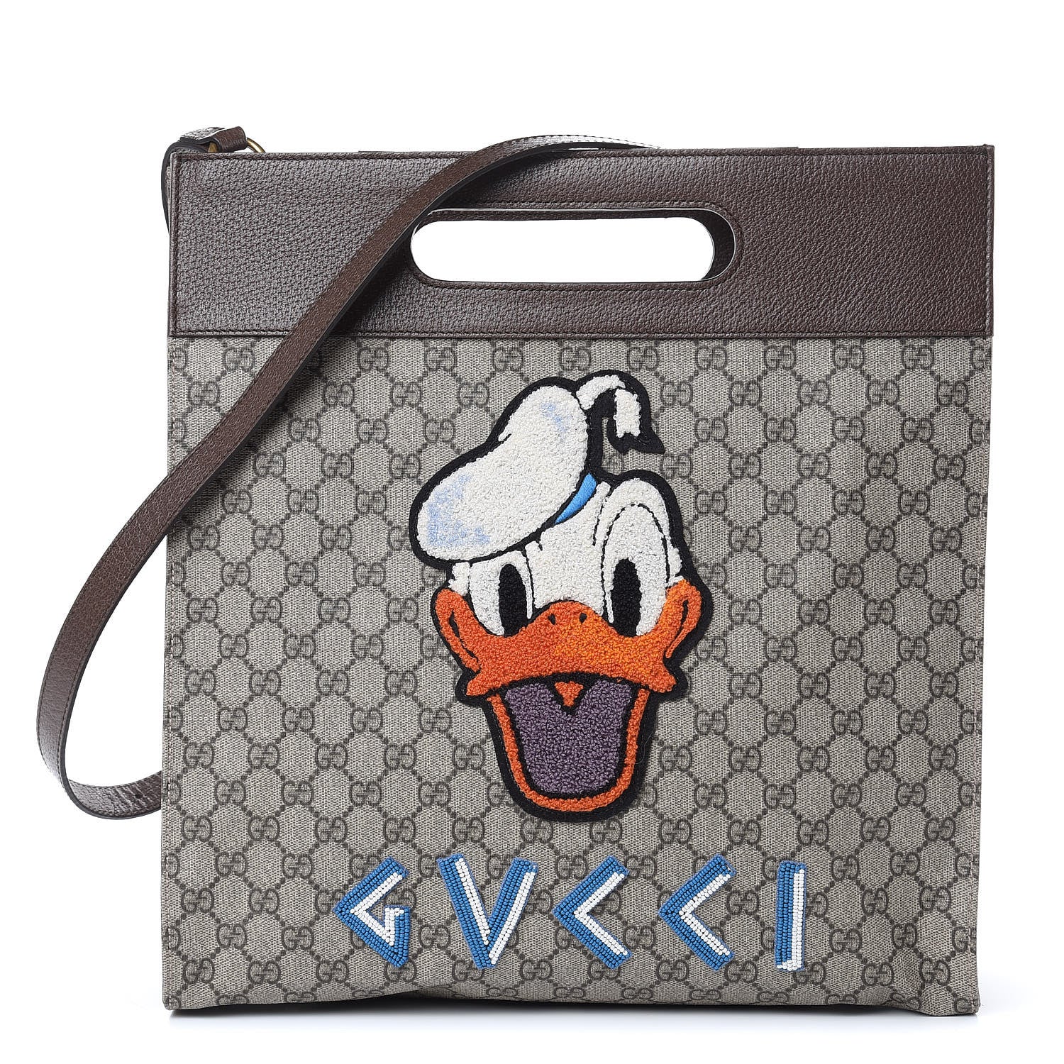 Gucci X DISNEY Soft GG Supreme Monogram Donald Duck Slip Handle Vertical Tote Beige New Acero 1 of 10