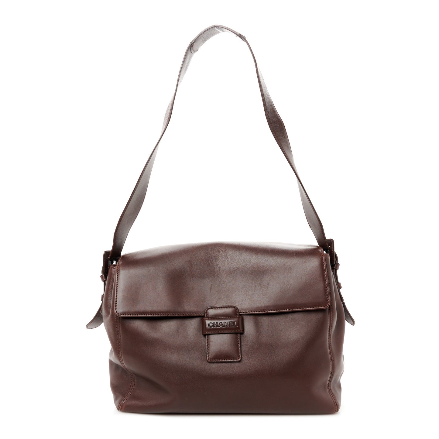 Lambskin Logo Messenger Flap Brown