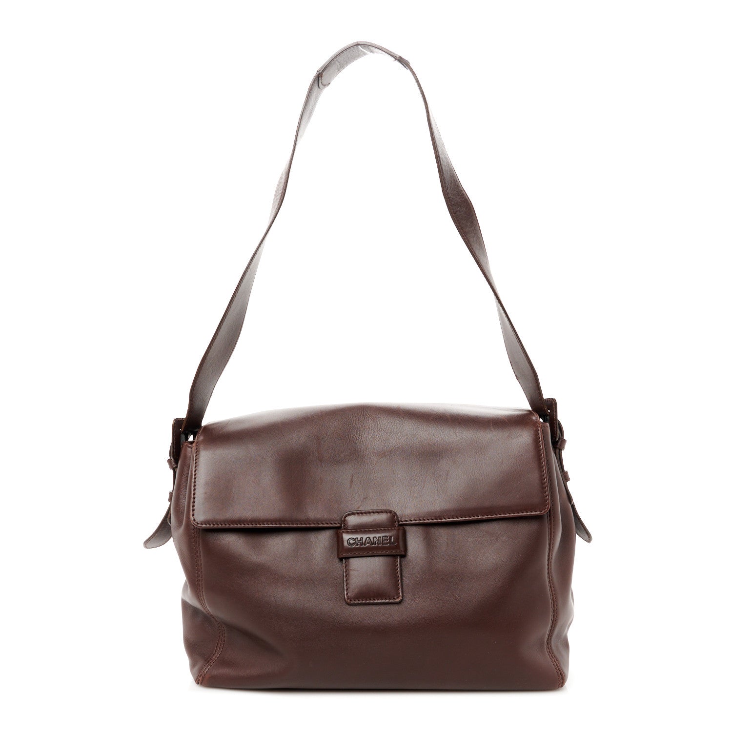 Chanel Lambskin Logo Messenger Flap Brown 1 of 16