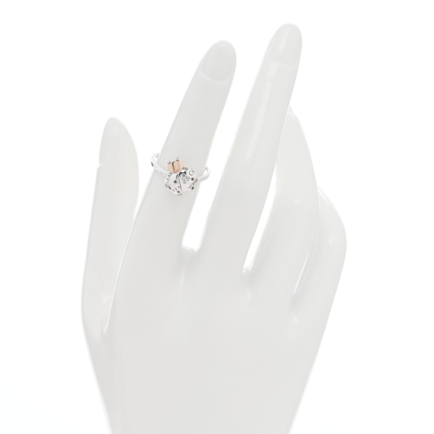 Tiffany Sterling Silver 18K Rose Gold Return to Tiffany Love Bugs Ladybug Ring 50 5.25 2 of 5