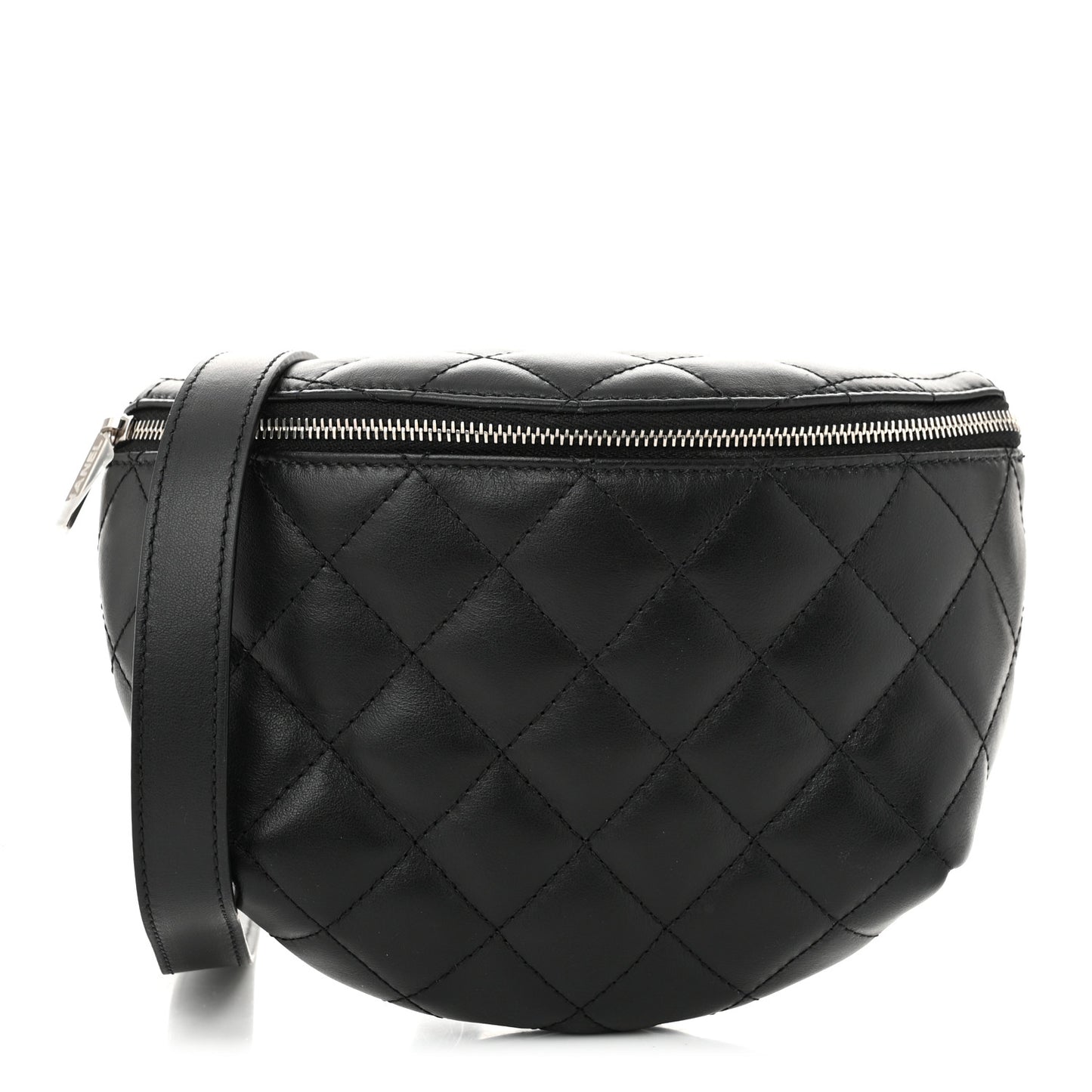 Calfskin Quilted Waist Belt Bag Black