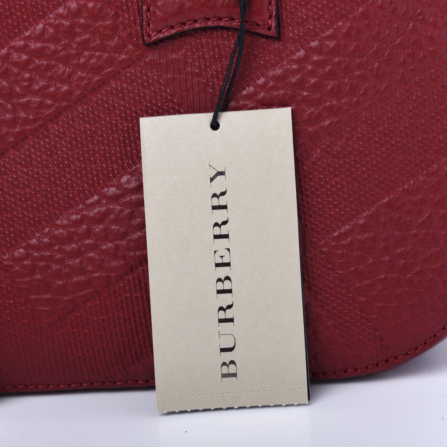 Burberry Heritage Grain Check Embossed Small Orchard Bowling Bag Military Red 12 of 14