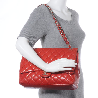 Chanel Lambskin Quilted Maxi Single Flap Red 2 of 8
