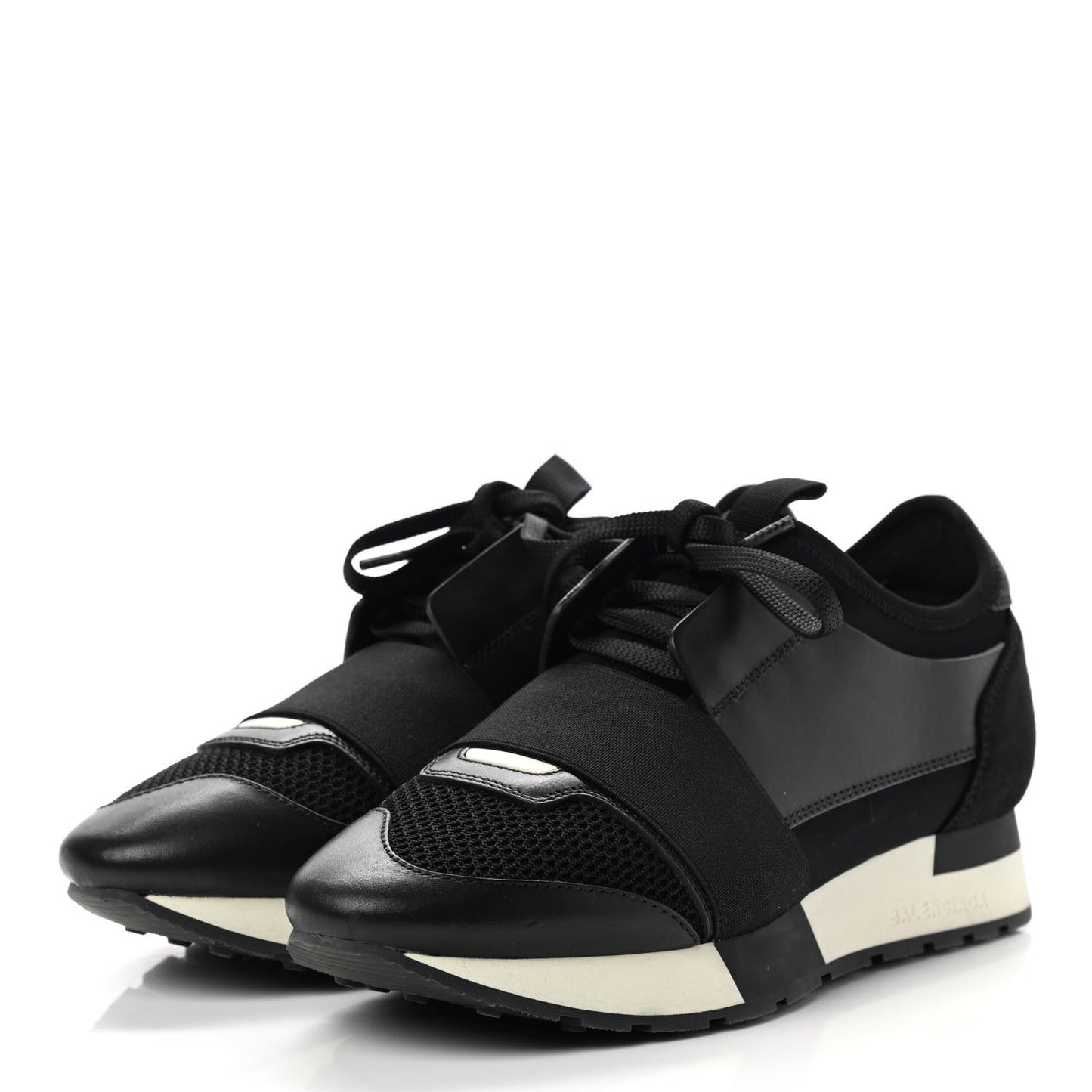Mesh Calfskin Neoprene Suede Womens Race Runner Sneakers 37 Black