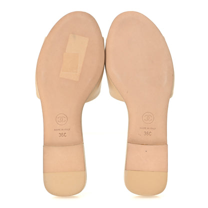 Chanel Lambskin Pearl CC Sandals 36 Beige 6 of 10