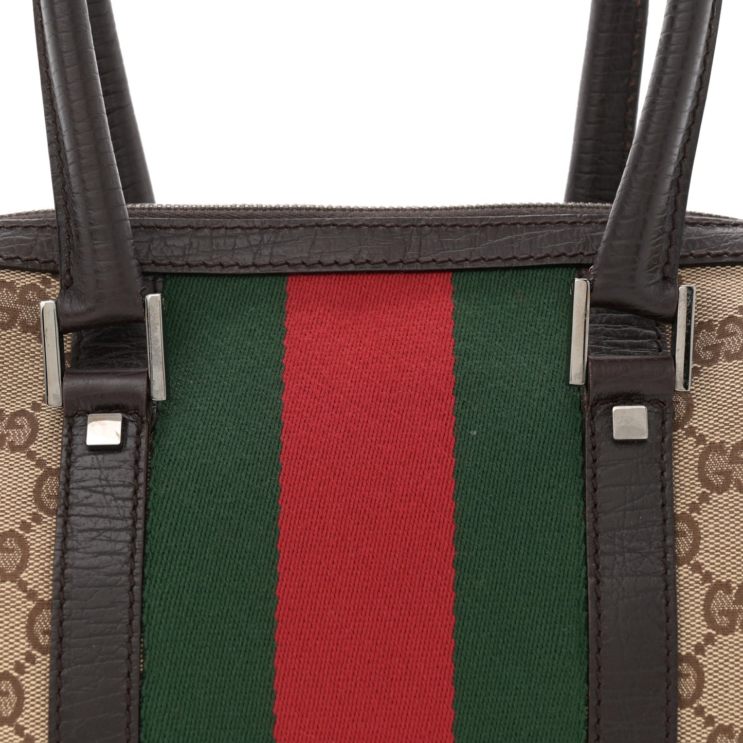 Monogram Vintage Web Mini Boston Dark Brown
