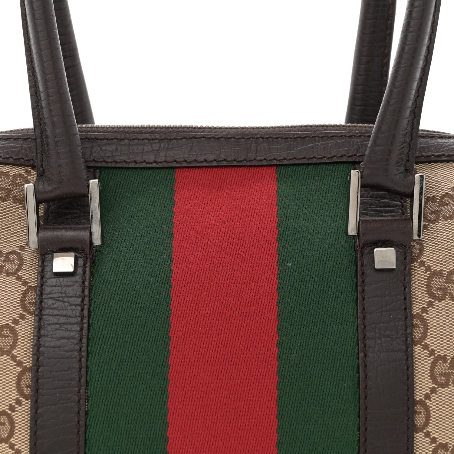 Gucci Monogram Vintage Web Mini Boston Dark Brown 8 of 11
