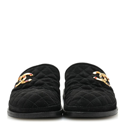 Chanel Suede Stitched Resin CC Mules 38.5 Black 3 of 10