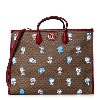 Gucci X DORAEMON Mini Vintage GG Supreme Monogram Large Tote Bag Beige Cherry Red 1 of 15