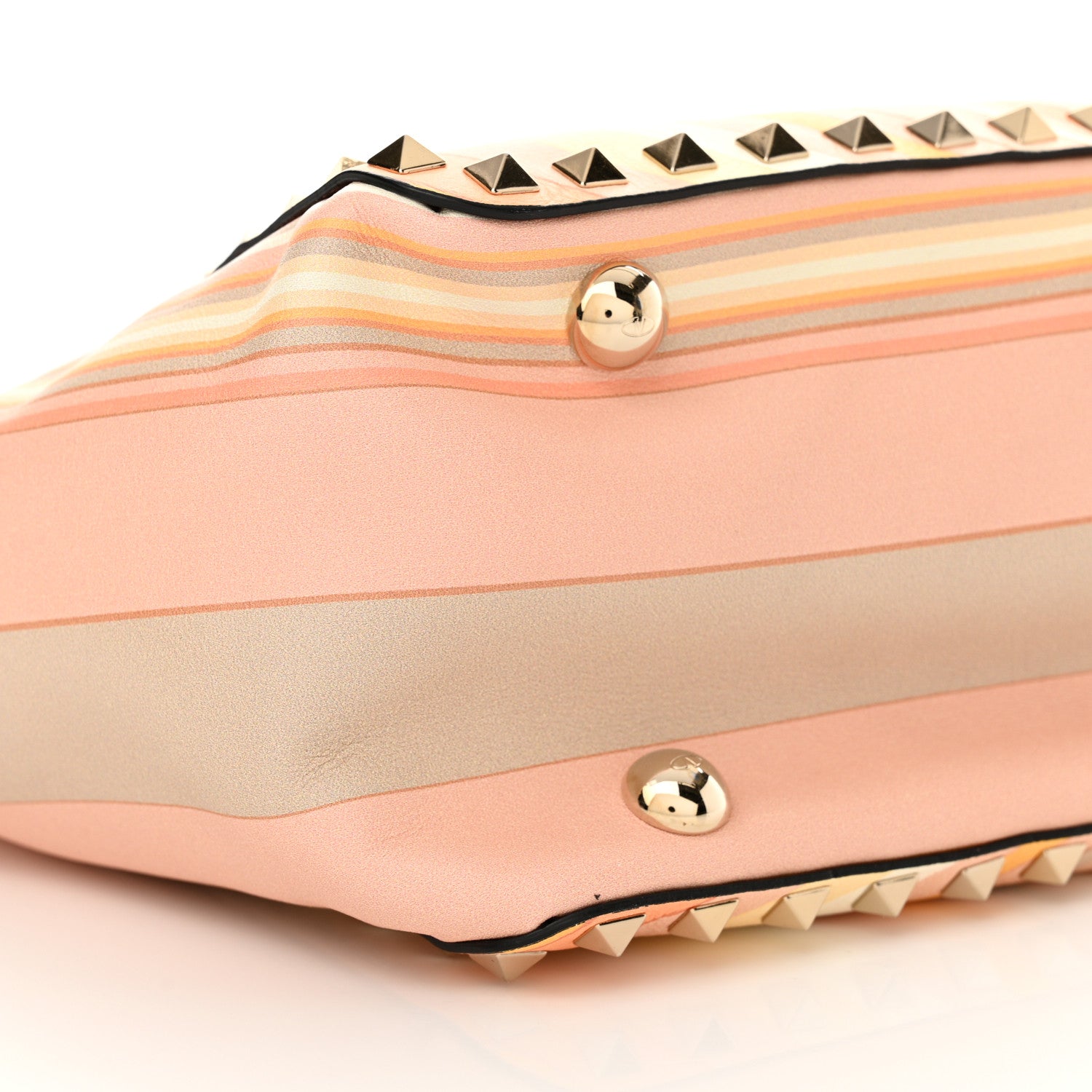 Valentino Garavani Vitello Native Couture 1975 Small Rockstud Tote Mandarin Sorbet 8 of 10