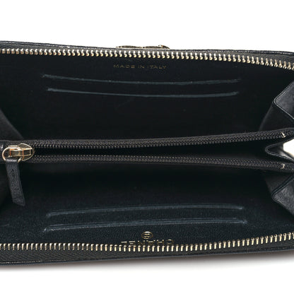 Chanel Caviar Sheepskin Chevron Quilted Medium Mademoiselle Vintage Zip Around Wallet Black 5 of 11