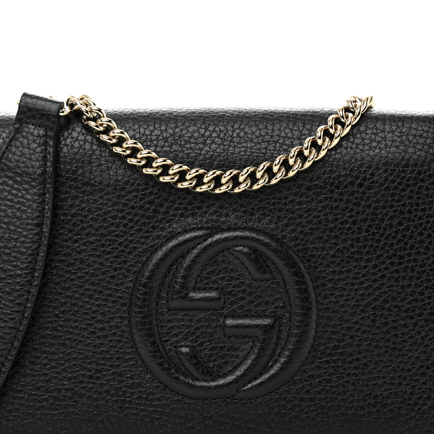 Pebbled Calfskin Soho Wallet On Chain Black