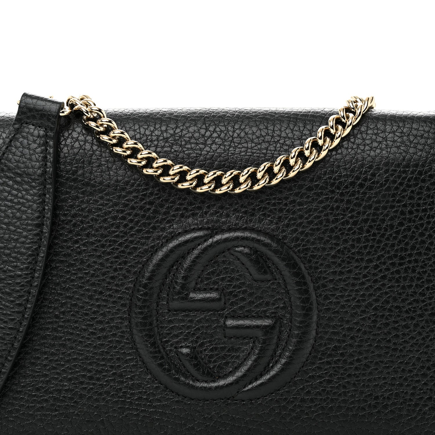 Gucci Pebbled Calfskin Soho Wallet On Chain Black 7 of 11