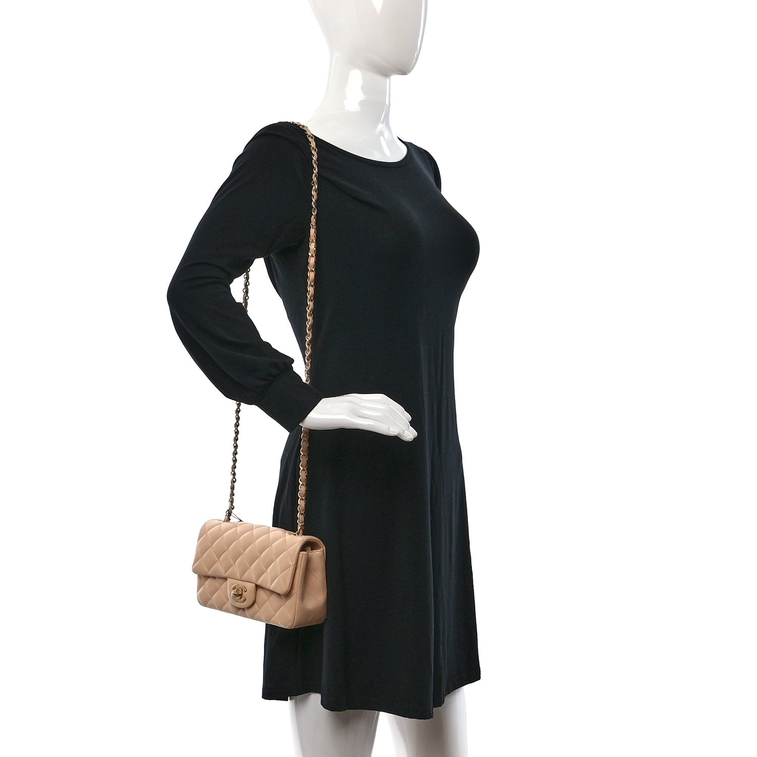 Chanel Lambskin Quilted Mini Rectangular Flap Beige 2 of 16