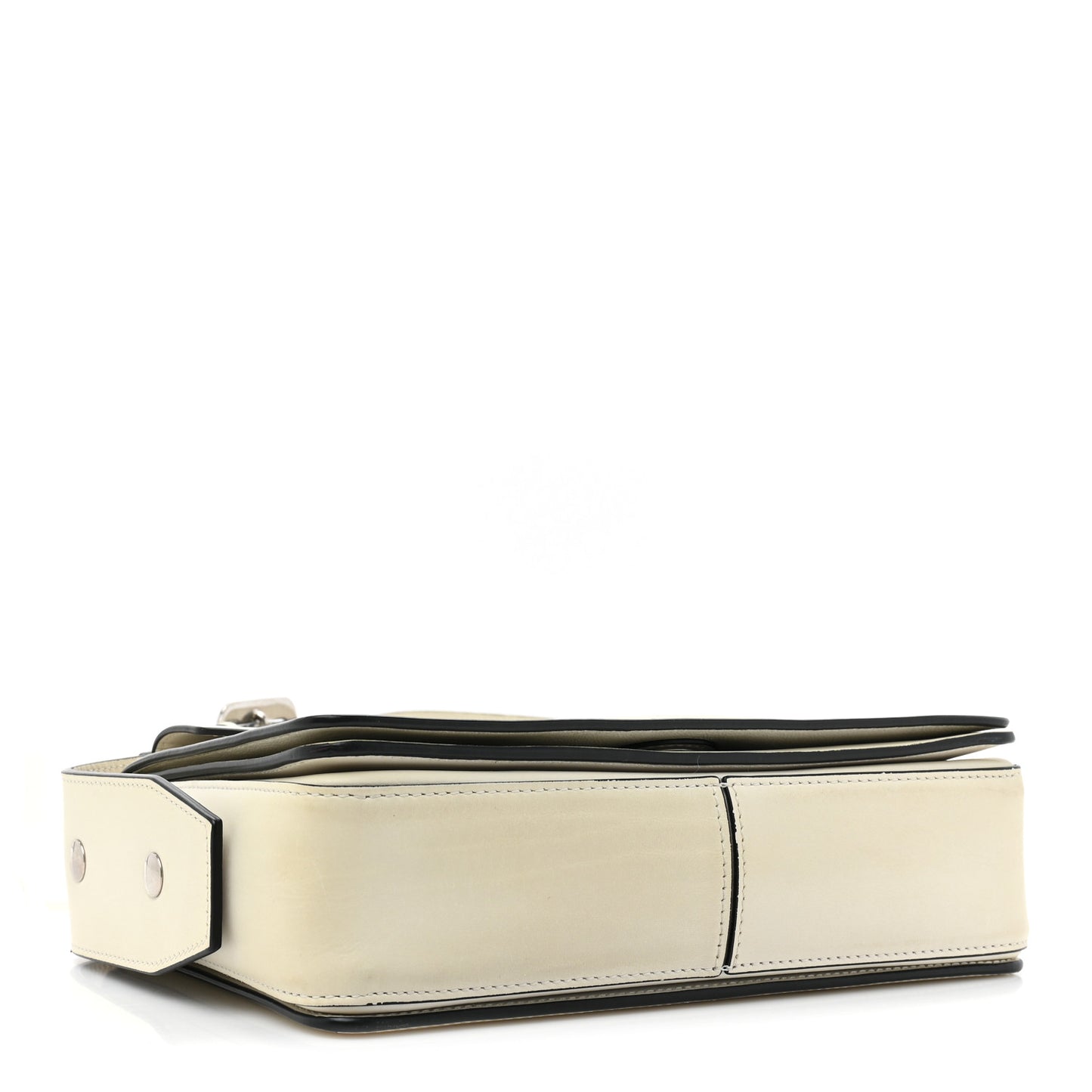 Natural Calfskin Medium Biker Case Shoulder Bag White