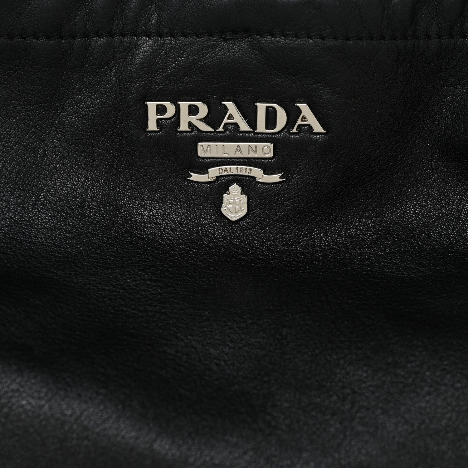 Prada Soft Calf Pleated Two Pocket Hobo Black 7 of 17