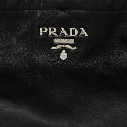 Prada Soft Calf Pleated Two Pocket Hobo Black 7 of 17