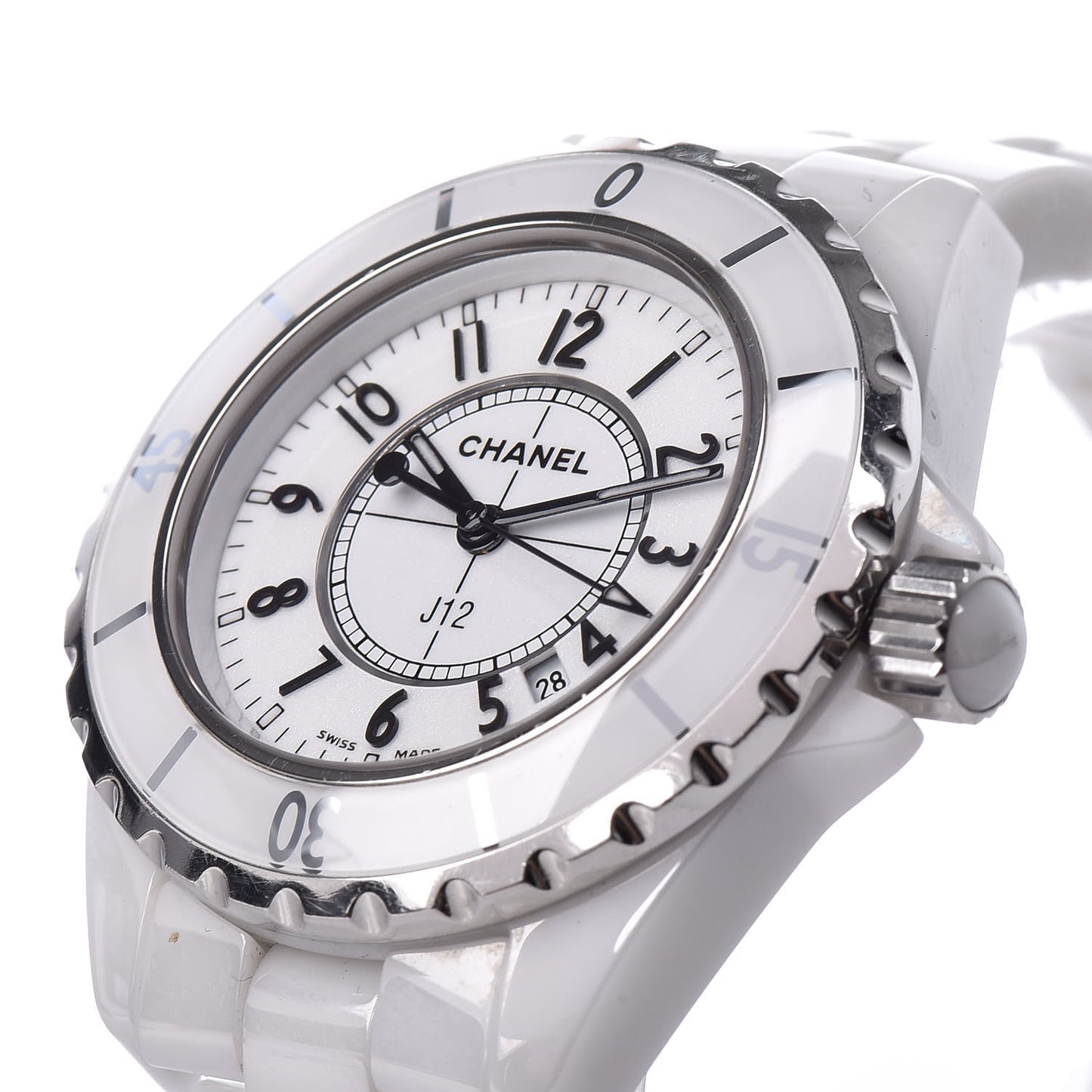 Stainless Steel Ceramic 33mm J12 Quartz Watch White