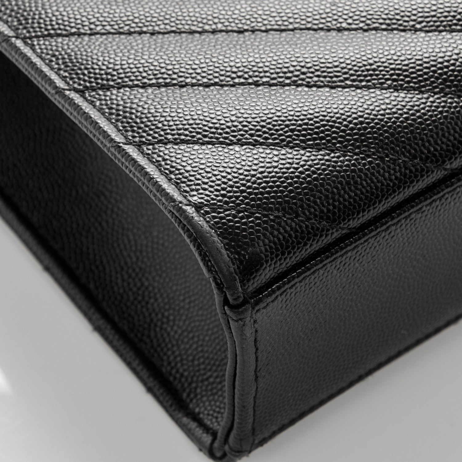 Saint Laurent Grain De Poudre Matelasse Chevron Large Monogram Satchel Black 8 of 11