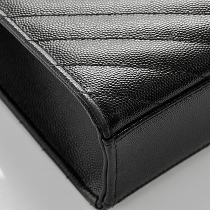 Saint Laurent Grain De Poudre Matelasse Chevron Large Monogram Satchel Black 8 of 11