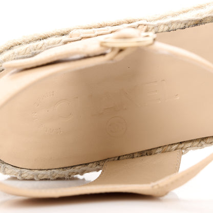 Chanel Lambskin Cap Toe CC Espadrille Sandals 38 Beige Black 7 of 8