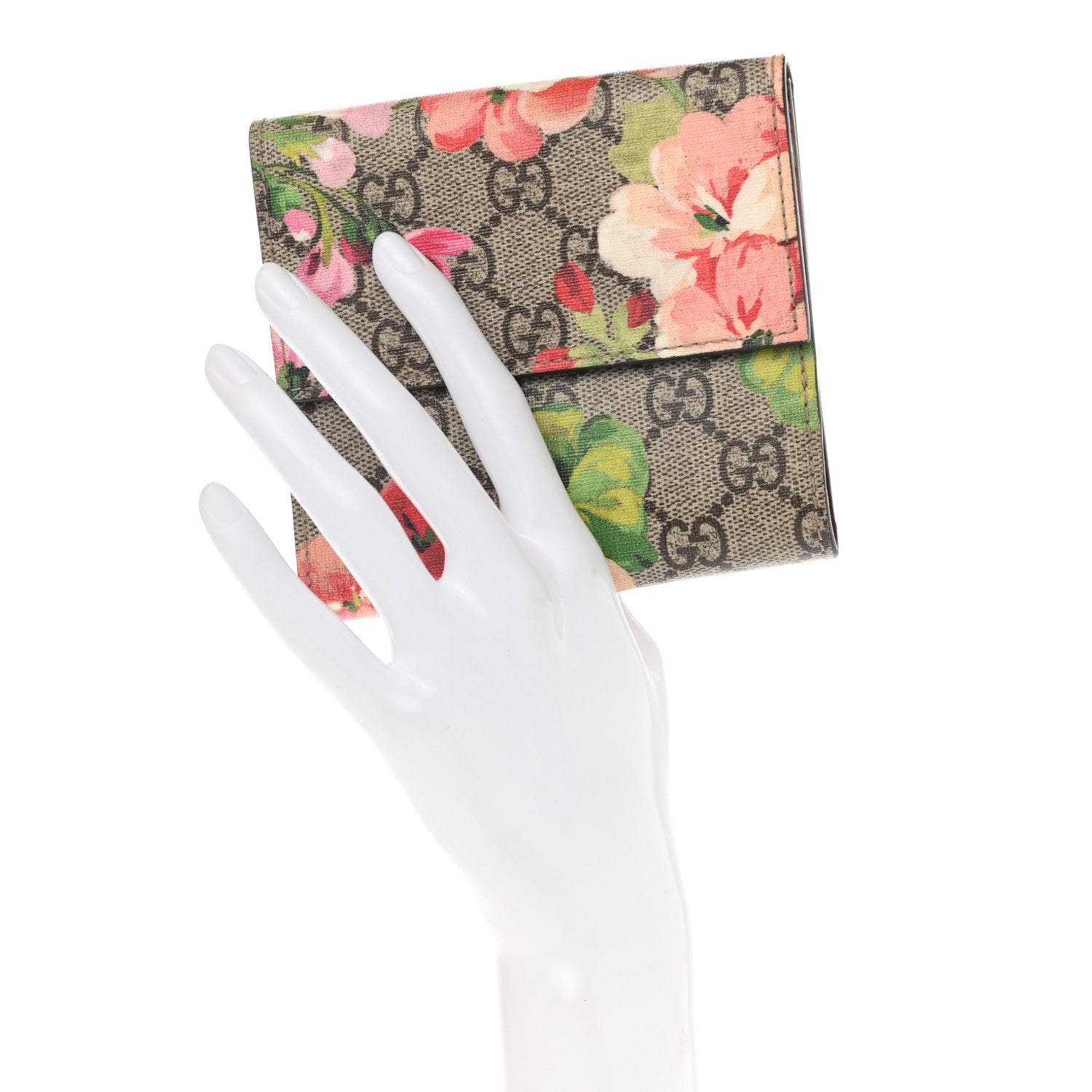 Gucci GG Supreme Monogram Blooms French Flap Wallet Beige Multicolor Dry Rose 2 of 7