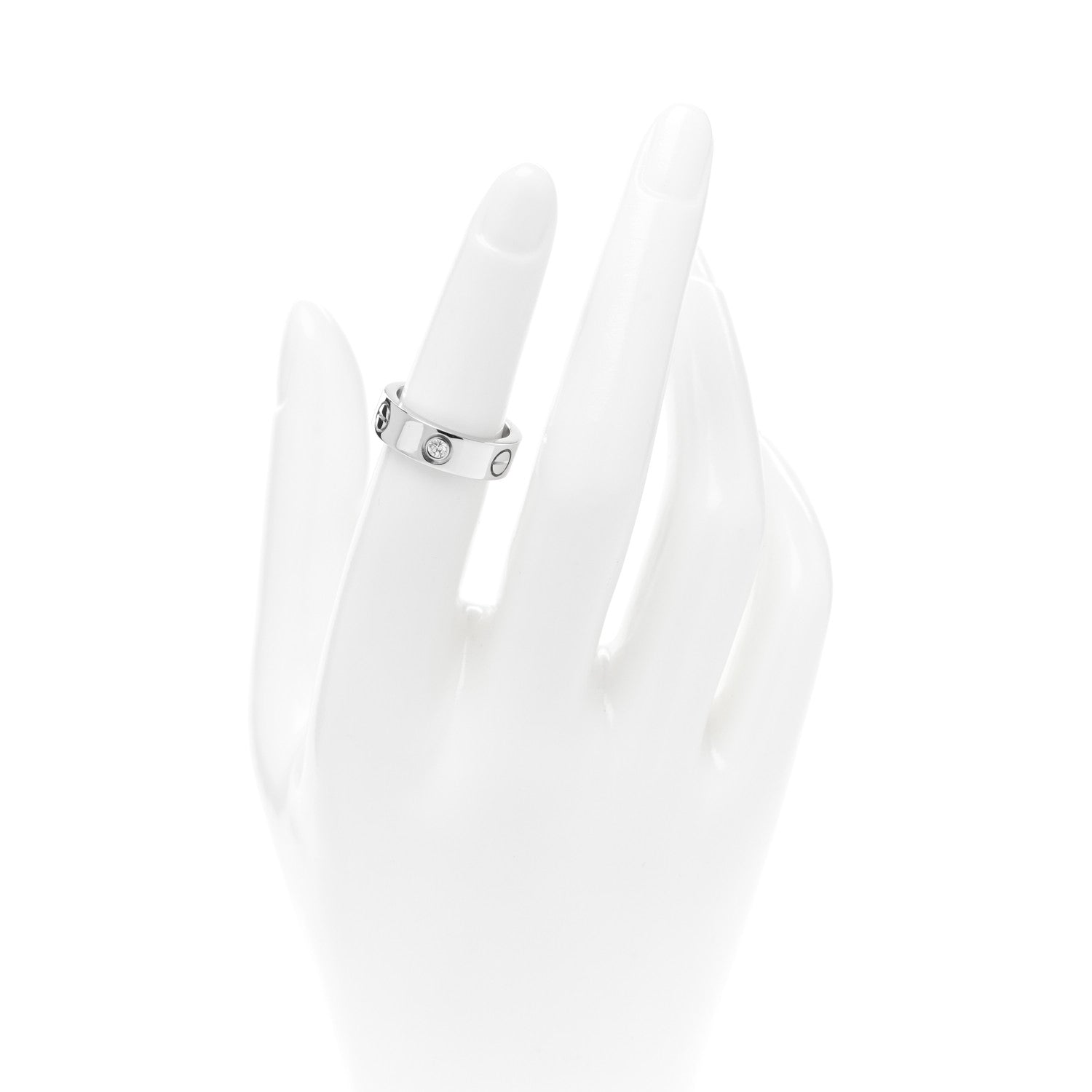 Cartier 18K White Gold 3 Diamond 5.5mm LOVE Ring 50 5.25 2 of 5