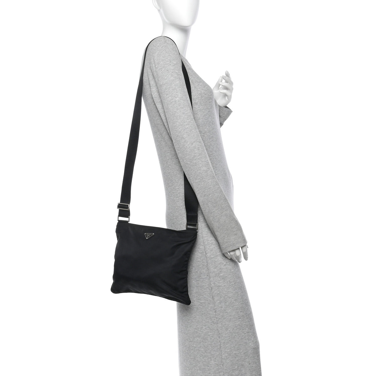 Prada Nylon Vela Flat Messenger Bag Black 2 of 10