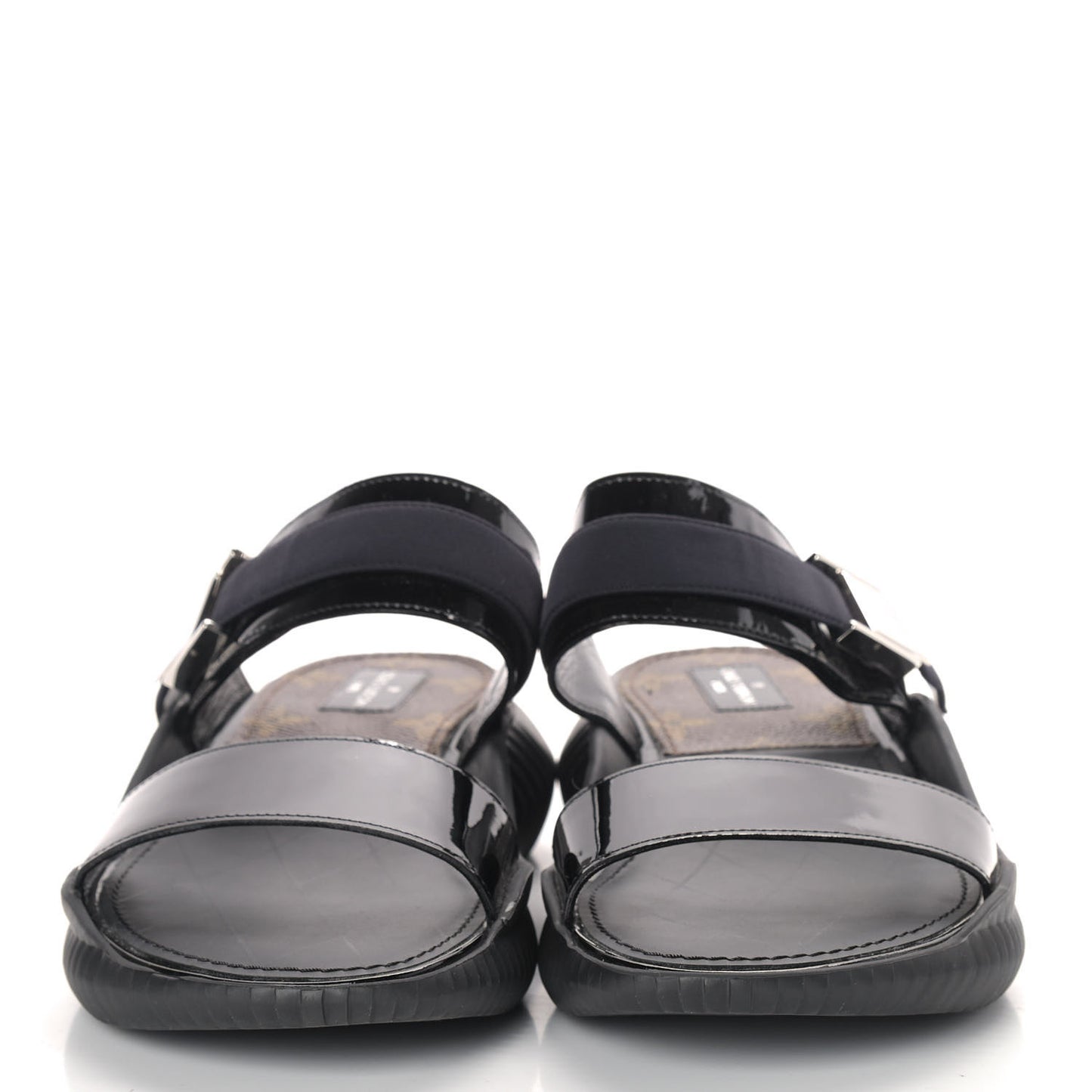 Patent Monogram Sandals 36 Black