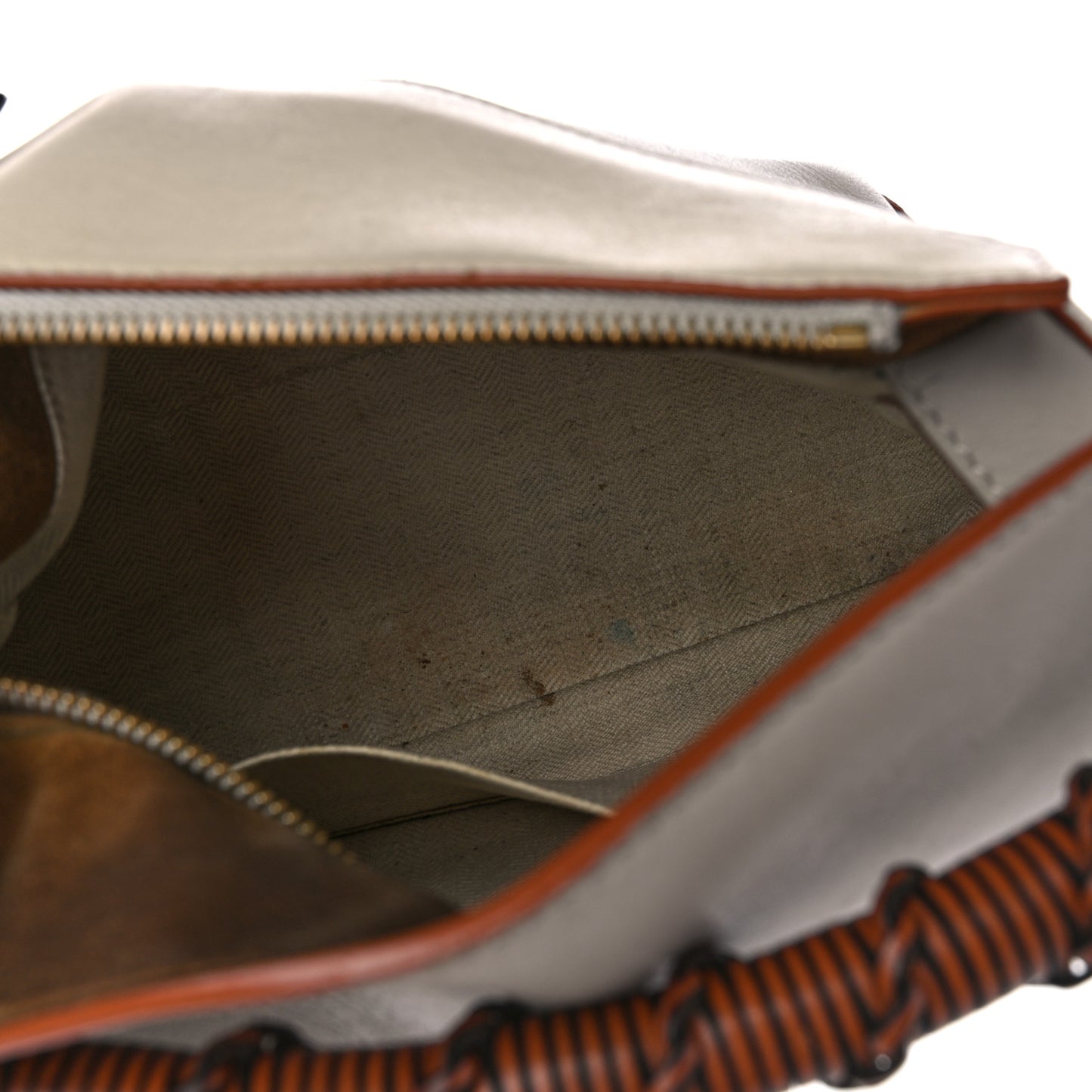 Calfskin Small Puzzle Edge Bag Ghost Soft White