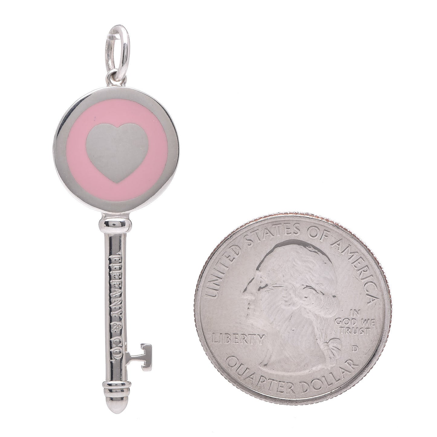 Sterling Silver Enamel Keys Heart Key Pendant Pink