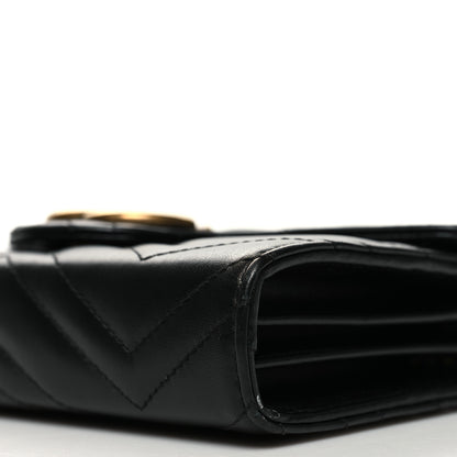 Gucci Calfskin Matelasse GG Marmont Chain Wallet Black 12 of 15