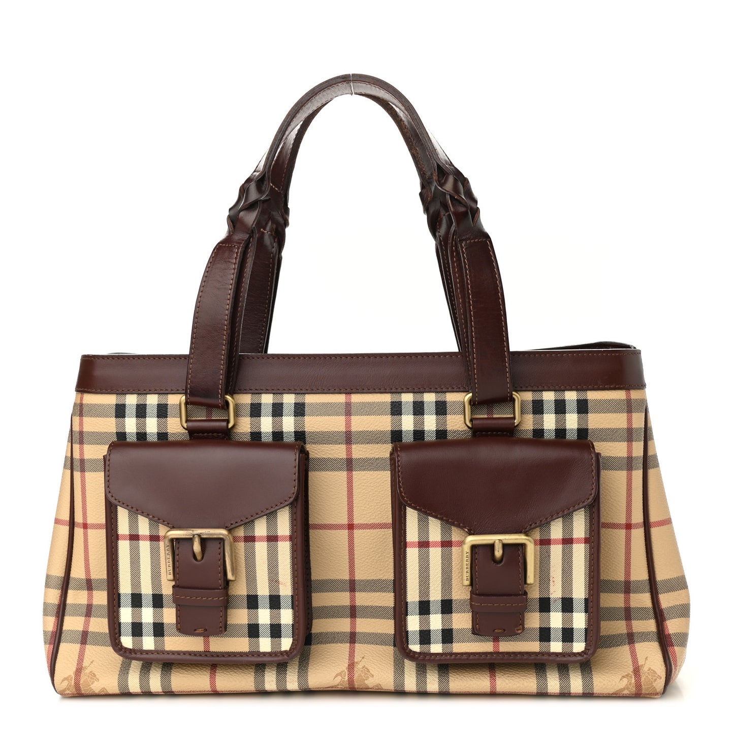 Haymarket Check Coated Canvas Pocket Tote Brown
