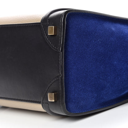 Celine Elephant Calfskin Suede Micro Tri-Color Luggage Sand 6 of 9