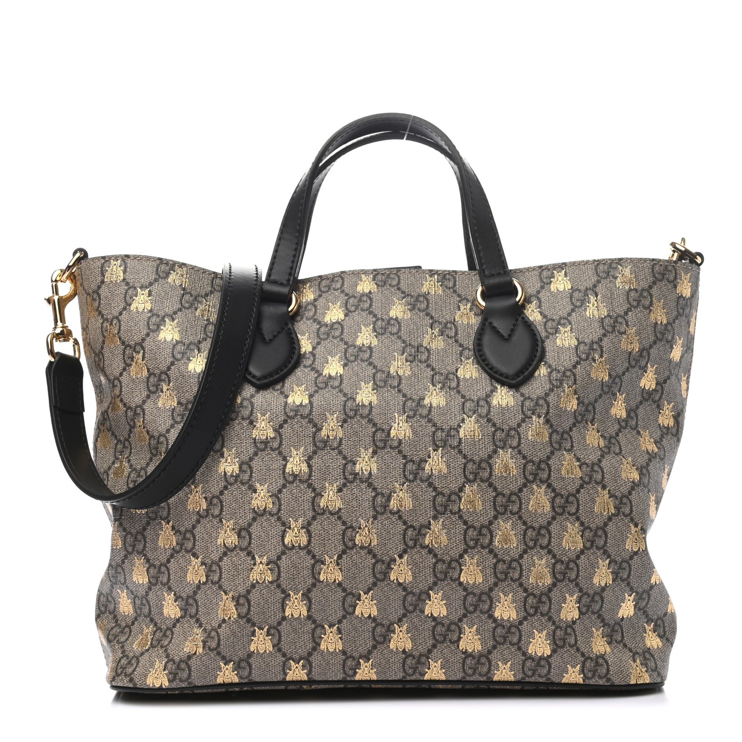 Soft GG Supreme Monogram Bees Small Crossbody Tote Beige Oro Black