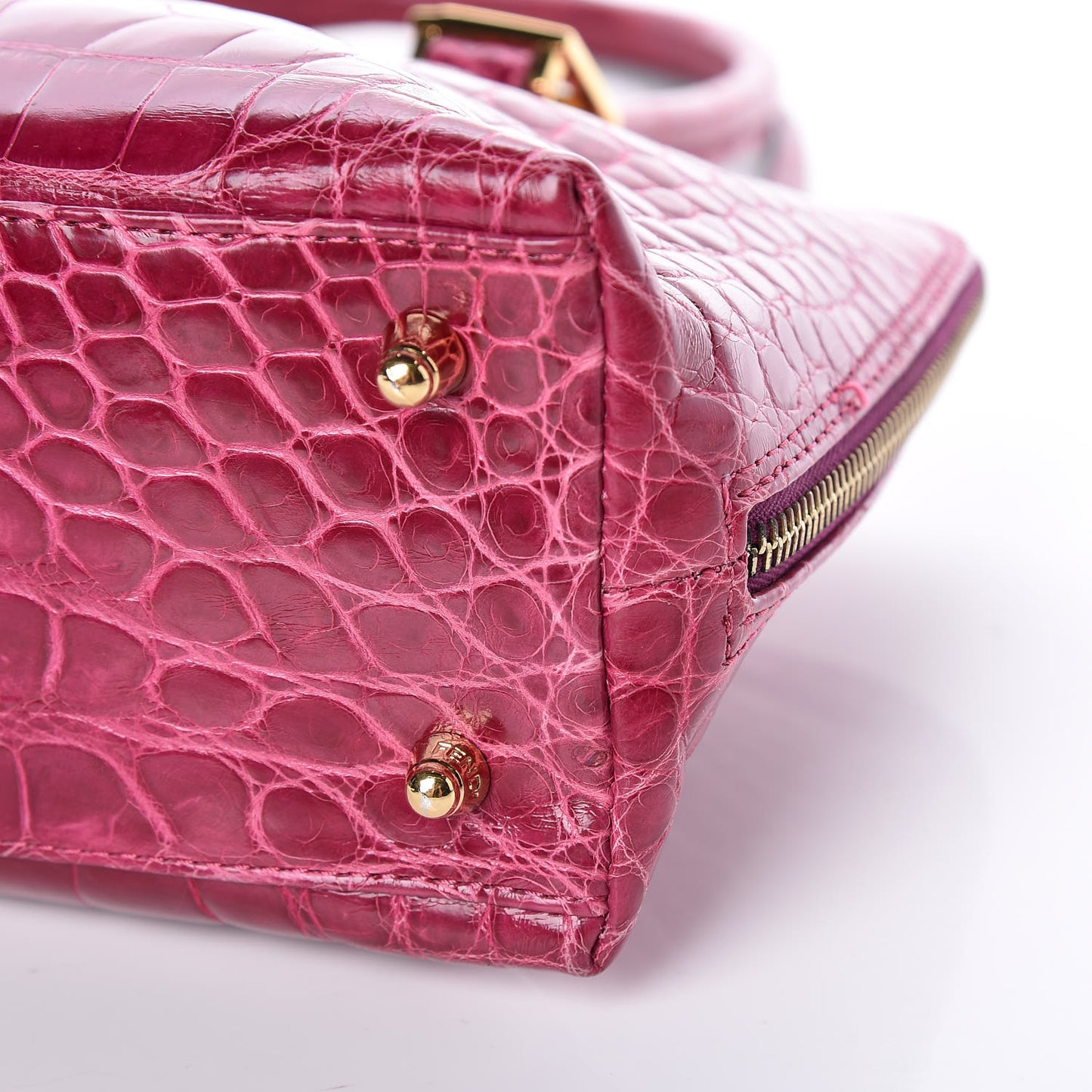 Crocodile Bowler Satchel Dark Pink