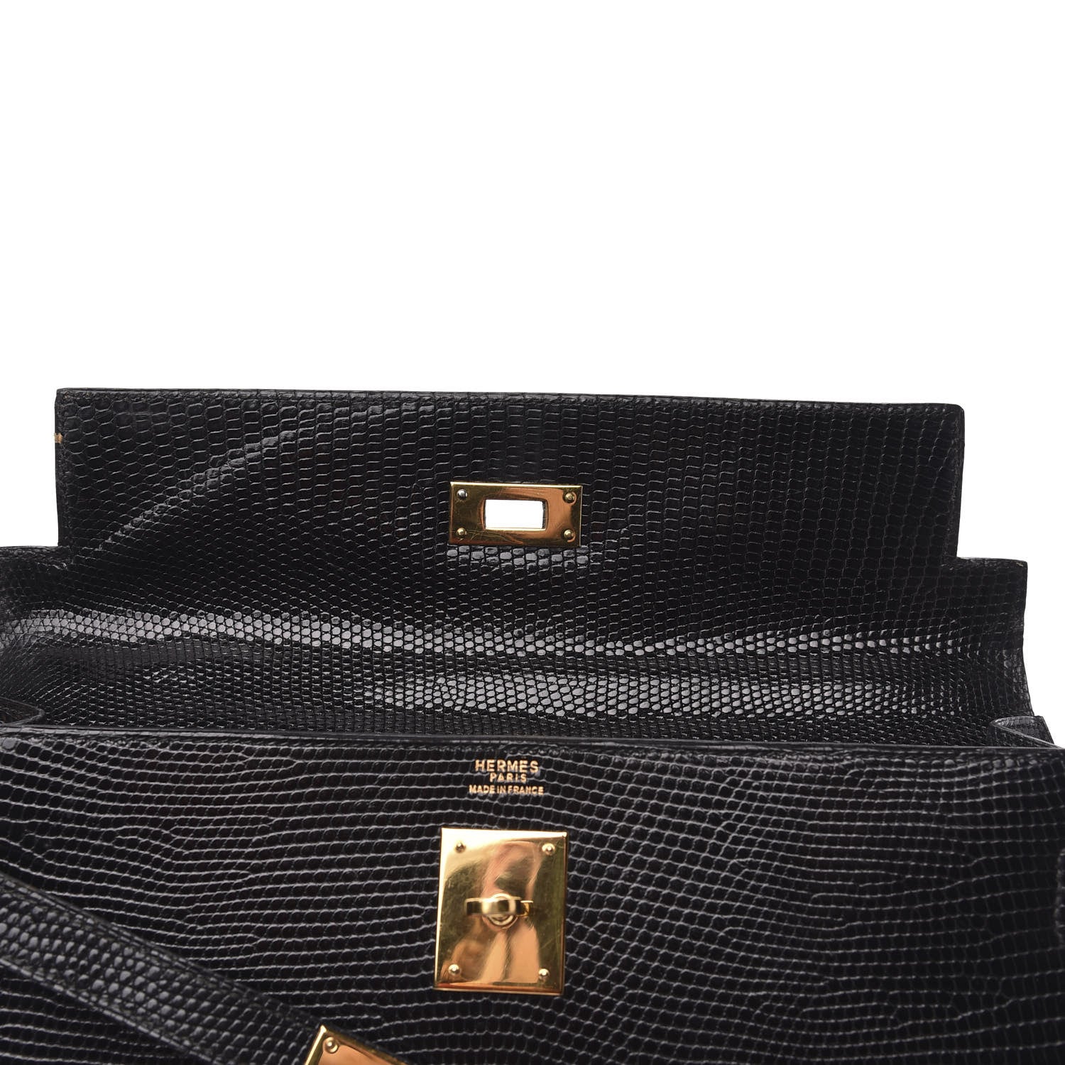 Hermes Lizard Kelly Sellier 32 Black 18 of 35