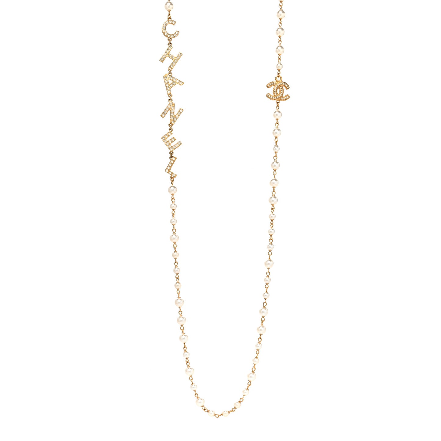 Pearl Crystal 90's Icon CC Necklace Gold