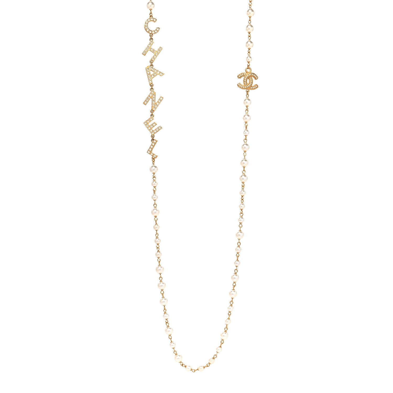 Chanel Pearl Crystal 90's Icon CC Necklace Gold 2 of 5